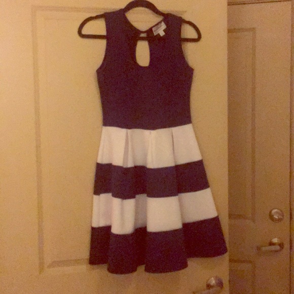 karin stevens Dresses & Skirts - Cute Navy Blue and White Dress!